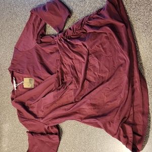 Peruvian Connection Burgundy Cypress Top Shirt Ruched XL